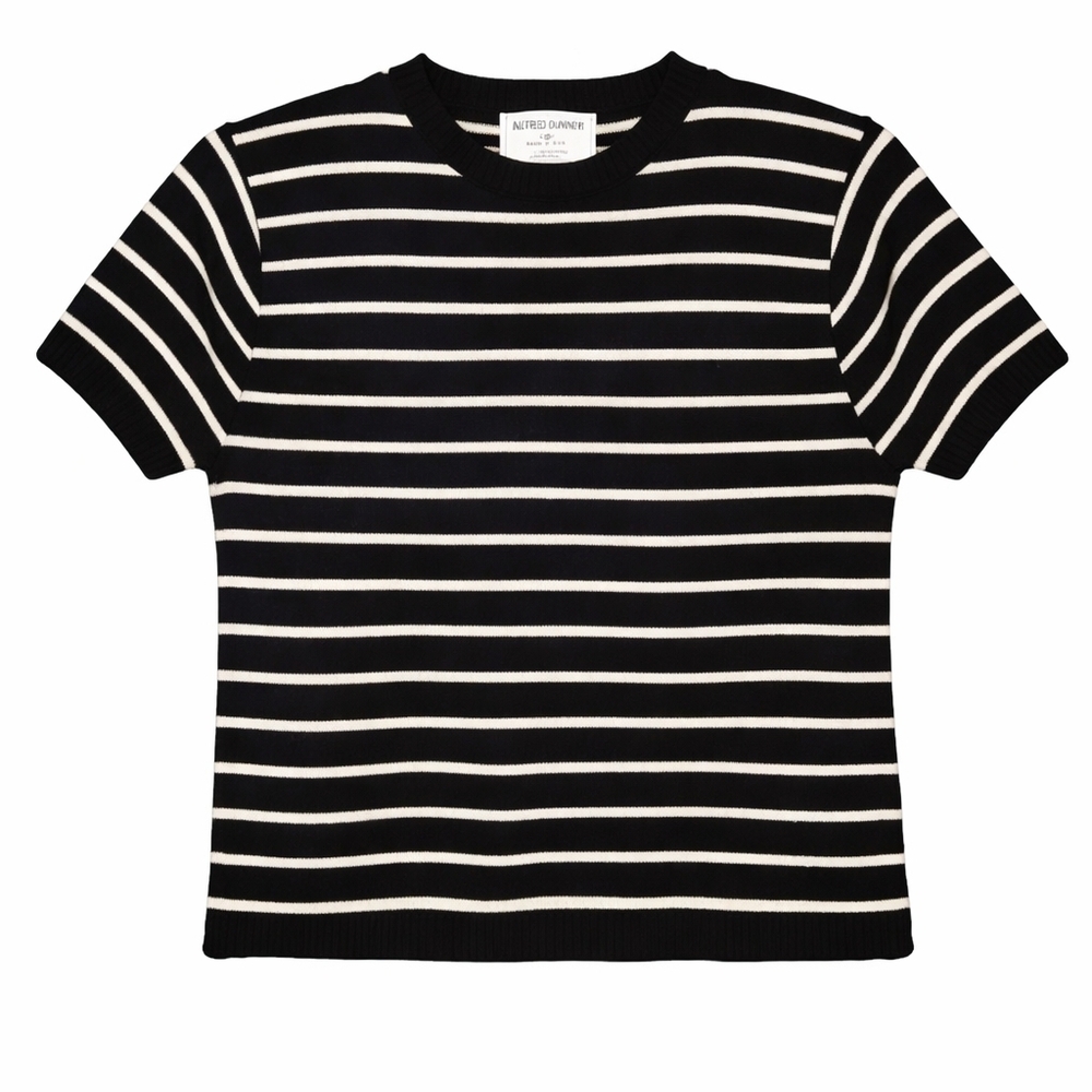 Vintage Alfred Dunner Striped Sweater Made in USA Black Ivory Size Small